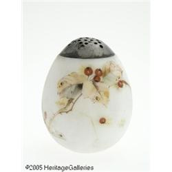 AN AMERICAN ENAMELED ACID FINISH GLASS SUGAR SHAK