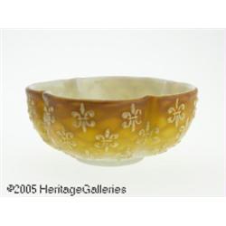 A DIAMOND QUILT PATTERN SATIN GLASS CORALENE BOWL