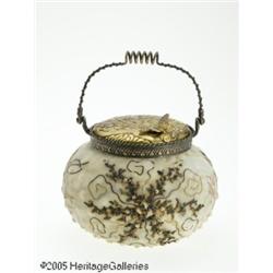 AN AMERICAN CORALENE 'CROWN MILANO' GLASS BISCUIT