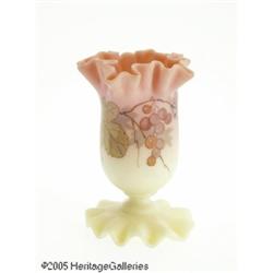 AN ENAMELED ACID FINISH BURMESE GLASS VASE Rpossi