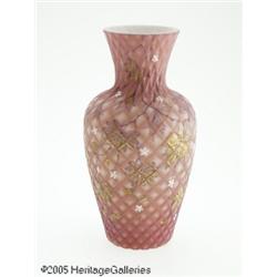A DECORATED 'CUT VELVET' GLASS VASE RMaker unknow