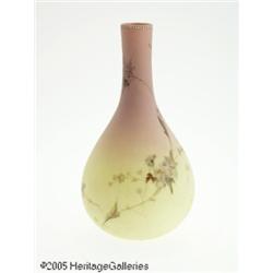 AN AMERICAN HAWTHORN DESIGN BURMESE GLASS VASE RM