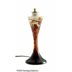 A FRENCH OVERLAID AND ETCHED GLASS LAMP BASE REmi