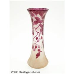 A FRENCH OVERLAID AND ENAMELED GLASS VASE RLegras