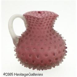 AN AMERICAN HOBNAIL PLUM GLASS PITCHER RMaker unk