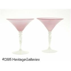 A PAIR OF AMERICAN FROSTED CHAMPAGNE GLASSES RSte