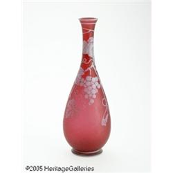 AN ENGLISH OVERLAID AND ETCHED GLASS VASE RThomas