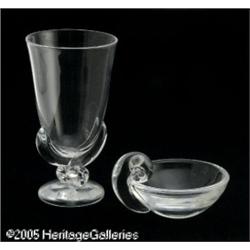 AN AMERICAN GLASS VASE AND NUT DISH RSteuben, c.1