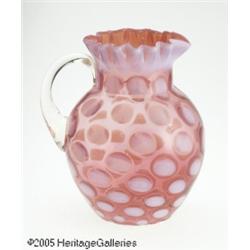 AN OPALESCENT COIN SPOT PATTERN CRANBERRY GLASS P