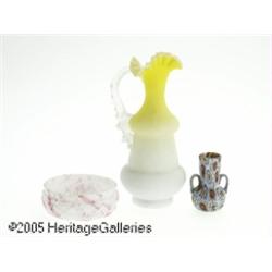 AN AMERICAN GLASS DISH, PITCHER AND VASE RVarious