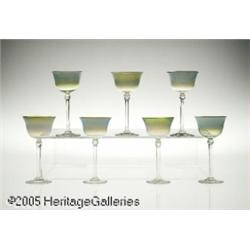 A SET OF SEVEN AMERICAN IRIDESCENT FAVRILE GLASS 