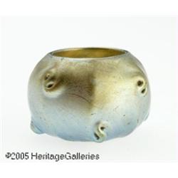 AN AMERICAN MINIATURE FAVRILE GLASS ROSE BOWL RTi