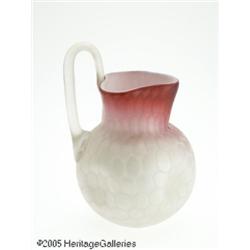 AN OPALESCENT COIN SPOT PATTERN SATIN GLASS VASE 