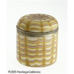 AN AMERICAN 'DRAPE PATTERN' HINGED GLASS BOX RNor