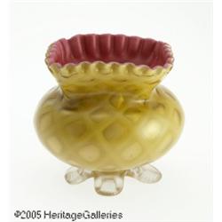 A DIAMOND QUILT PATTERN SATIN GLASS BOWL RStevens
