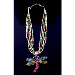 Navajo Signed Royston Turquoise & Silver Necklace