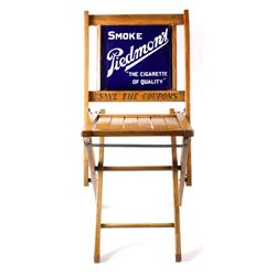 Wooden Chair w/ "Smoke Piedmont" Porcelain Sign