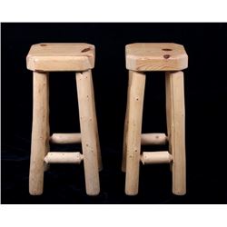 Rustic Hardwood Peeled Aspen Log Bar Stools
