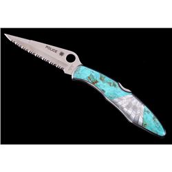 Spyderco Police Turquoise & Mother of Pearl Knife