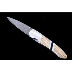 Wooly Mammoth Tooth & Raindrop Damascus Knife