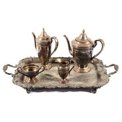 Gorham Monogrammed Silver Tea and Coffee Set