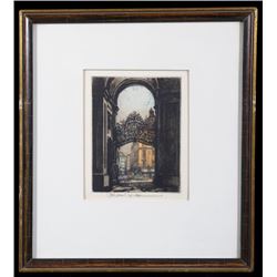 Arched Gateway Colored Etching by Robert Kasimir