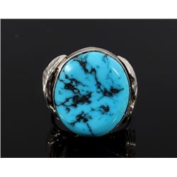 Navajo Signed Turquoise and Sterling Silver Ring