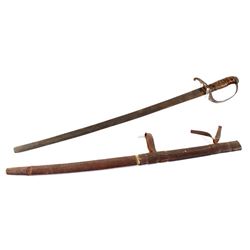 Mexican Cavalry Sword With Leather Sheath c 1830s