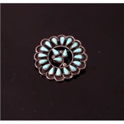 Early Navajo Old Pawn Silver Turquoise Brooch Pin