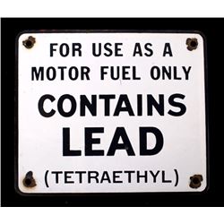  For Use As A Motor/Contains Lead  Sign circa 1985