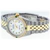 Image 7 : Rolex Mens 2 Tone 14K MOP Emerald String Diamond Datejust Wristwatch