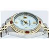 Image 5 : Rolex Ladies 2 Tone 14K MOP & Ruby Diamond Datejust Wriswatch