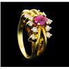 Image 4 : 0.70 ctw Ruby and Diamond Ring - 14KT Yellow Gold