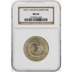 1951-S Washington-Carver Commemorative Half Dollar Coin NGC MS66