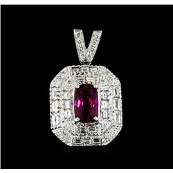 2.10 ctw Rubellite and Diamond Pendant - 18KT White Gold