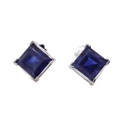 2.70 ctw Square Cut Sapphire Studs - 14KT White Gold