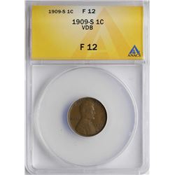 1909-S VDB Lincoln Wheat Cent Coin ANACS F12