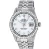 Image 2 : Rolex Mens Stainless Steel Mother Of Pearl Diamond 36MM Datejust Wristwatch