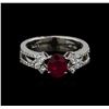 Image 2 : 1.25 ctw Ruby and Diamond Ring - 18KT White Gold