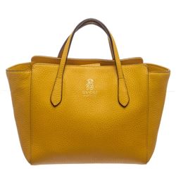 Gucci Yellow Textured Leather Swing Tote Bag