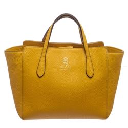 Gucci Yellow Textured Leather Swing Tote Bag