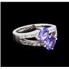 Image 1 : 1.70 ctw Tanzanite and Diamond Ring - 14KT White Gold