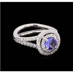 14KT White Gold 1.24 ctw Tanzanite and Diamond Ring