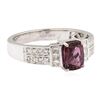 Image 1 : 1.82 ctw Colored Stone And Diamond Ring - 18KT White Gold