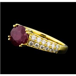 2.54 ctw Ruby And Diamond Ring - 18KT Yellow Gold