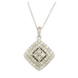 0.35 ctw Diamond Pendant With Chain - 14KT White Gold