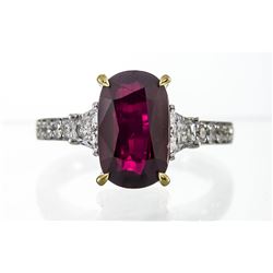 4.16 ctw Ruby and Diamond Ring - 18KT Two-Tone Gold