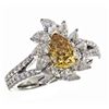 Image 2 : 1.04 ctw Orange Diamond Ring - 18KT Two-Tone Gold