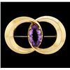 Image 1 : 15.50 ctw Amethyst Connected Circle Pin - 14KT Yellow Gold