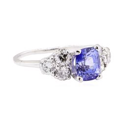 2.87 ctw Sapphire And Diamond Ring - 14KT White Gold